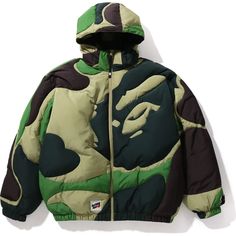 MEGA ABC CAMO DETACHABLE HOODIE PUFFER DOWN JACKET MENS | us.bape.com Bape Jacket, Chill Wallpaper, Camo Puffer Jacket, Camo Jacket, Simple Trendy Outfits, Streetwear Men Outfits, Baddie Outfits Casual, Streetwear Outfit