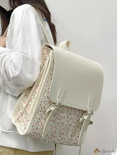 Bird in Bag - Chic Flowered Daypack Fancy Bags For School, Stylish School Bags, Kawaii Bags, My Style Bags, Backpack For School, Luxury Bags Collection, Floral Backpack, Flap Backpack, Pola Sulam