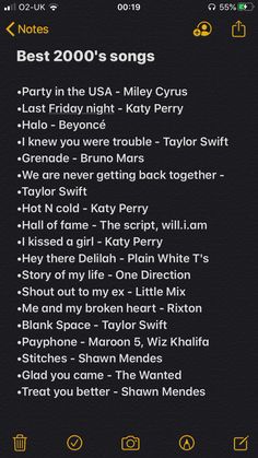 the song list for best 200's songs