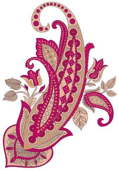 a red and white paisley design on a white background