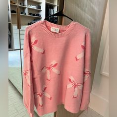 Oversized Sweater; Light Pink. Coquette Sweaters, Cute Coquette Wallpaper, Girly Cottagecore, Coquette Wallpaper, Knits Sweaters, 90s Preppy, Cottagecore Vibes, Holiday Gift List, Colors Pastel