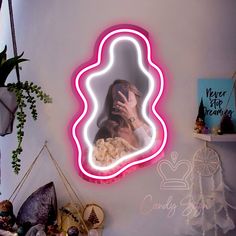 Welcome to Candyledneonsign Shop! Build Your Pink Dream, and Make It!  For custom neon signs, feel free to check out our home page for more ideas at: https://candyledneonsignshop.etsy.com Candyledneonsign Neon sign: Wave Neon Mirror  【Size option-WxH】 :  8x12in(20x30cm)  10x16in(26.55x40cm)  13x20in(32.5x50cm) 15x24in(39x60cm) 18x28in(45x70cm)  20x31in(52x80cm) 23x35in(58x90cm) 25x39in(64.5x100cm)  28x43in(70.5x110cm) (Custom size accepted) 【Color options】 :  cool white, warm white, hot pink, so Hot Pink Room Ideas, Y2k Mirror, Mirror Neon Sign, Decor Beauty Salon, Beauty Office, Neon Mirror, Wave Mirror, Salon Mirror, Salon Mirrors