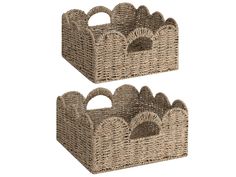 two wicker baskets sitting side by side