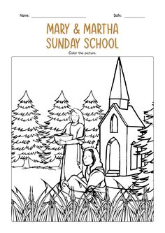 mary and martha sunday school coloring page