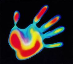 an image of a colorful hand that appears to be in motion