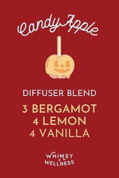 Bergamot, lemon and vanilla essential oils make up this yummy candy apple blend, perfect for the fall season! Autumn Smells, Lotion Scents, Essential Oil Combos, Crystal Roller, Yummy Candy, Essential Oil Accessories