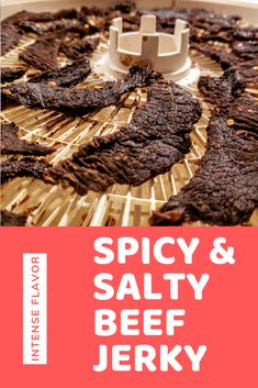 the cover of spicy and salty beef jervy is shown in white lettering on a pink background