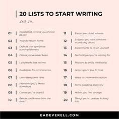 the top 20 lists to start writing