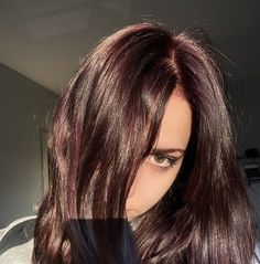 Red Color Over Brown Hair, Dark Red Glaze Hair, Dark Cherry Brown Hair Short, Very Dark Burgundy Hair, Dark Red Hair For Brunettes, Dark Red Dimensional Hair Color, Brunette With Dark Red Highlights, Soft Mahogany Dark Brown Hair, Hair Color Plum Burgundy