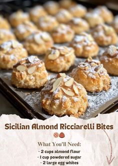 the recipe for sicilian almond ricotta bites is shown