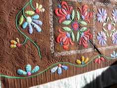 a close up of a piece of cloth with flowers on it