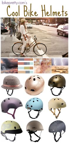 several different types of helmets are shown in this collage with the words cool bike helmets