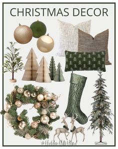 christmas decor with green and gold accents