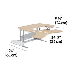 the height of a standing desk is shown with measurements for each table and two chairs