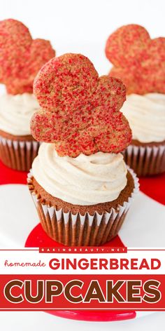 Gingerbread lovers, attention! This homemade Christmas dessert recipe will melt in your mouth! It's made with ginger, spice, cream cheese frosting, and everything nice. Go get some easy holiday baking done and try out this gingerbread cupcake! Brown Sugar Cream Cheese Frosting, Homemade Gingerbread, Gingerbread Cupcakes, Homemade Cupcakes, Cream Cheese Frosting Recipe, Birthday Desserts, Christmas Dessert, Christmas Food Desserts