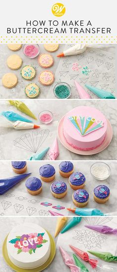 how to make a buttercream transferer for cakes and cupcakes - step by step instructions