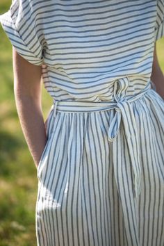 Tie Belt Dress, Striped Linen Dress, Linen Summer Dress, Linen Dress Summer, Linen Dress Women, Linen Summer, Summer Linen Dresses, Belt Dress, Dress Handmade