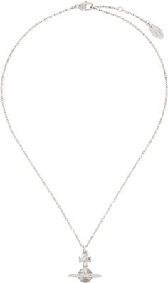 Cable chain necklace in silver-tone brass. · Logo pendant at drop · Logo disc at adjustable lobster-clasp fastening · L17 Supplier color: Platinum/Crystal Necklace Vivienne Westwood, Drop Logo, Cable Chain Necklace, Accessories Jewelry Necklace, Watches Jewelry, Vivienne Westwood, Cable Chain, Lobster Clasp, Jewelry Watches