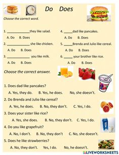 an english worksheet with pictures of food and words to help students understand what they are