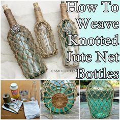 there are pictures of bottles that have been made out of wire and glass bottle caps