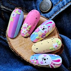 🌺🌿🐰 Easy Spring Nails, Beach Nails Art, Easter Nails Design, Easter Nails Design Spring, Nails Design Spring, Long Nail Art, April Nails, 2023 Nail