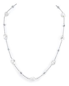 PRICES MAY VARY. Designer necklace with 7-8mm diameter white Keshi cultured pearls. Can be worn on any occasion, whether formal evening event or everyday casual. ✦ TOP QUALITY JEWELRY ✦ Handpicked, real pearls with thick and iridescent nacre. The pearls are mounted on the finest .925 Sterling Silver chain. ✦ PERFECT FOR GIFTING ✦ These elegant gemstones make the perfect gift for Mother's Day, Valentine's Day, Christmas, Hanukkah, Birthdays, June Birthstone, Engagement Pearl Strands Necklace, Silver Pearl Necklace, Designer Necklace, Cultured Pearl Necklace, Christmas Hanukkah, June Birthstone, Real Pearls, Latest Jewellery, 925 Sterling Silver Chain