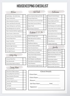 the house cleaning checklist is shown in black and white