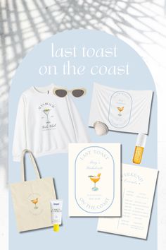 the last toast on the coast logo, sunglasses, t - shirt and other items