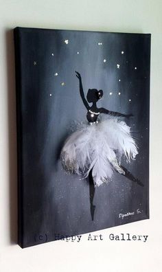 a black and white photo of a ballerina on a canvas with the words click here