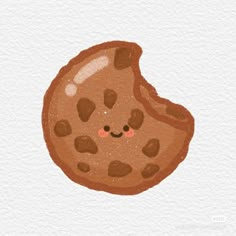 an illustration of a cookie with chocolate chips on it's face and the words cookies written