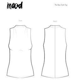 the front and back views of a sleeveless top