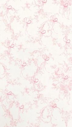 a white and pink wallpaper with flowers on it