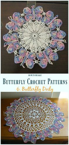 crocheted doily patterns with the words butterfly crochet patterns on it