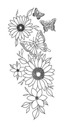 sunflowers and butterflies coloring pages