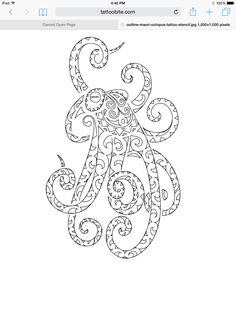 an octopus with swirls on it's body is shown in this coloring page