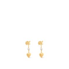 LOUIS VUITTON® - Lv Heart Earrings - Gold Luxury Heart Charm Earrings For Valentine's Day, Luxury Double Heart Earrings, Luxury Heart-shaped Drop Earrings For Valentine's Day, Luxury Valentine's Day Earrings For Pierced Ears, Louis Vuitton Earrings, Louis Vuitton Jewelry, Louis Vuitton Official, Girly Jewelry, Heart Earrings