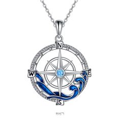 PRICES MAY VARY. 🧭【Design Ideas】: Compass necklace overlaps Sea Waves Charm. Hope the AXELUNA Compass Necklace will lead the wearer to the direction of their dreams. Bring them hope and courage when they are discouraged. 💎Material:made of high-quality 925 sterling silver necklace,include sterling sliver pendant and chain,no lead，no nickel,classic and natural,it's comfortable to long-term wearing. 💍Size: 31.5mm（1.24inch）*24mm（0.94inch） 18+2-inch chain, packing: gift box 🎁Necklace gift wrap: N Silver World Necklace, Marine Theme Necklace, Sea Accessories, Pirate Jewelry, Sea Necklace, Travel Necklace, Sea Jewelry, Compass Pendant, Compass Necklace