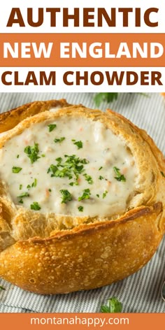 Bread bowl with New England Clam Chowder Seafood Clam Chowder, Best New England Clam Chowder, Clam Chowder New England, Fresh Clams, Clam Chowder Recipe, New England Clam Chowder