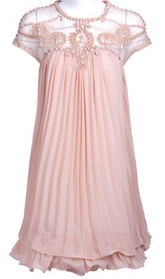 Light Pink Short Sleeve Lace Pleated Chiffon Dress Chiffon Dress Ideas, Pleated Chiffon Dress, Pink Chiffon Dress, Mode Rose, Light Pink Shorts, Dress Tight, Pleated Chiffon, Mode Vintage, Looks Style