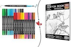 the sketch book is full of colored pencils