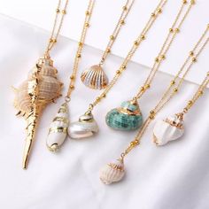 Dainty Golden Swirl Sea Shell Necklace Gold Plated Authentic Seashells Choose Between 3 Different Designs, Turquoise Sea Shell/Striped Clam Shell/Satin Pearl Finish Seashell Offers Welcome Add To Bundle For Special Pricing Shipping Same & Next Day (Before 1 Pm Est) 5-Star Rated Check Back Daily For New Listings Send Me A Message If You Have Any Questions Piercing Conch, Jewlery Necklace, Celtic Knots, Beach Necklaces, Seashell Jewelry, Seashell Necklace, Conch Shell, Shell Necklace, Shell Jewelry