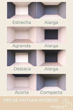 an image of different types of shelves with names in spanish and english on the bottom