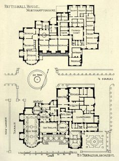 an old floor plan for a house with two floors and three stories, including the first story