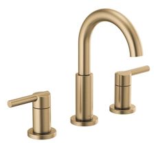 two faucets in brushed brass finish