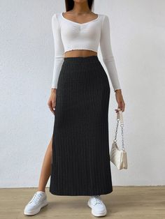 LOVEMI - Lovemi - Spring Long Skirt High Waist Side Slit Slim Fit Knitted Women's Dress Pleats Pattern, Bodycon Midi Skirt, Knitted Skirt, Maxi Rok, Nature Dress, Mini Robes, Party Dress Long Sleeve, Maxi Robes, Puff Sleeve Dresses