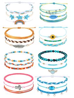 PRICES MAY VARY. 【Beach String Bracelet】Contains 24 Pieces Of Boho Braided Ankle Bracelets For Women,Different Bohemian Styles Summer Jewelry Can Be Freely Combined And Paired. Wear these Colorful Beach Ankle Bracelets Show Your Unique Charm. 【Handmade Braided】These Boho Surf Bracelet Are Completely Hand Woven, Using Quality Cotton And Wax Thread Mainly, Which Is Comfortable And Reliable To Use, And Is Not Easy To Break, Tear Or Fade. Suitable For Bathing And Swimming, The Lightweight String Bra Beach Bracelet Shien, Cheap Adjustable Friendship Bracelets As Souvenir, Cheap Bohemian Bracelet For Beach, Cute Cheap Friendship Bracelets, Four Ocean Bracelet, Cheap Beaded Bracelets For Women For Beach, Surf Shop Bracelets, Cheap Multicolor Macrame Bracelets, Cheap Single Strand Jewelry For Summer