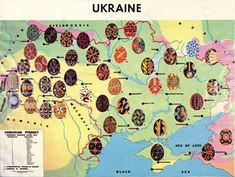 a map of ukraine with many different symbols