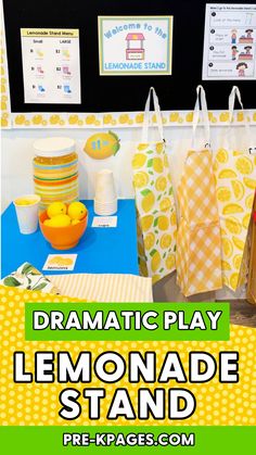 the lemonade stand is set up for kids to play