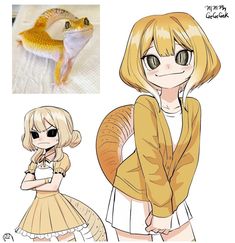 Snake Fursona, Lizard Girl, Cute Lizard, Hybrid Art, 판타지 아트, 영감을 주는 캐릭터, Cute Anime Pics, A Drawing