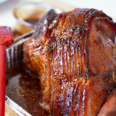 This Southern inspired, double smoked spiral ham is glazed with a sweet and slightly spicy habanero-peach glaze and is the perfect Easter ham recipe for your smoker. Peach Glaze, Easter Ham, Ham Recipe, Fruit Preserves, Ham Glaze, Smoked Ham